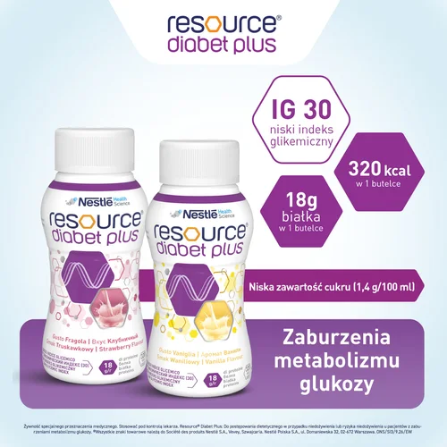 #0 – RESOURCE Diabet Plus Płyn smak truskawkowy - 4 x 200 ml