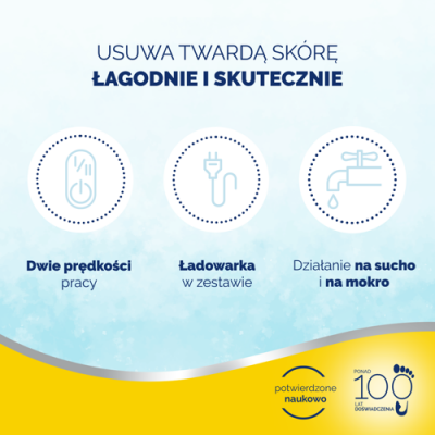 Zdjęcie produktu - 2 SCHOLL VELVET SMOOTH Pro Elektryczny pilnik do st&oacute;p z ładowarką, wodoodporny