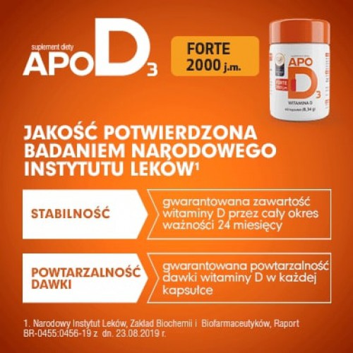 Zdjęcie produktu - 3 ApoD3 Forte 2000 j.m.- 60 kapsułek 
