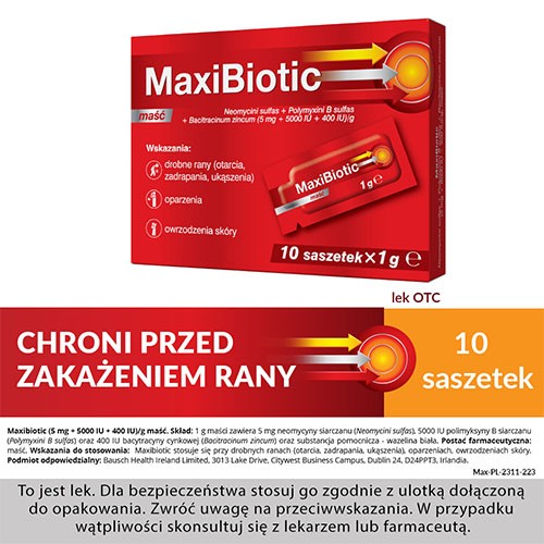 Miniaturka artykułu - #0 Maxibiotic maść, 10sasz. x 1g