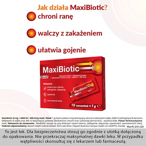 Zdjęcie produktu - 2 Maxibiotic maść, 10sasz. x 1g