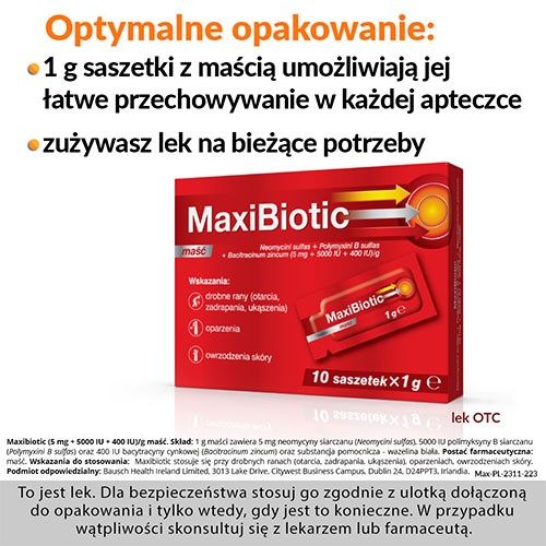 Zdjęcie produktu - 4 Maxibiotic maść, 10sasz. x 1g