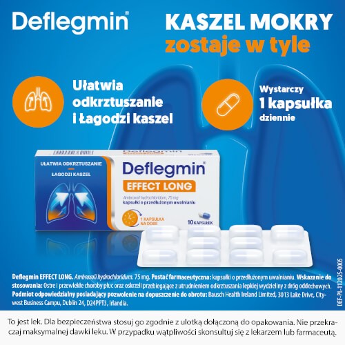 Miniaturka artykułu - #1 Deflegmin Effect Long 75mg, 10kaps.