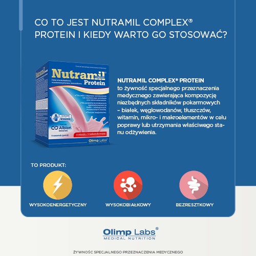 Miniaturka artykułu - #0 Olimp Nutramil Complex Protein truskawka - 6 saszetek