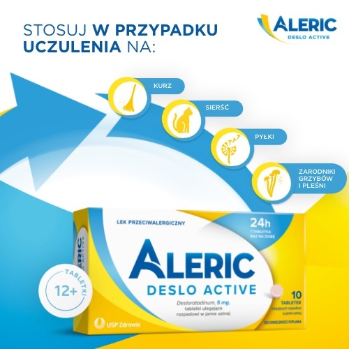 Miniaturka artykułu - #0 Aleric Deslo Active 5 mg - 10 tabletek 