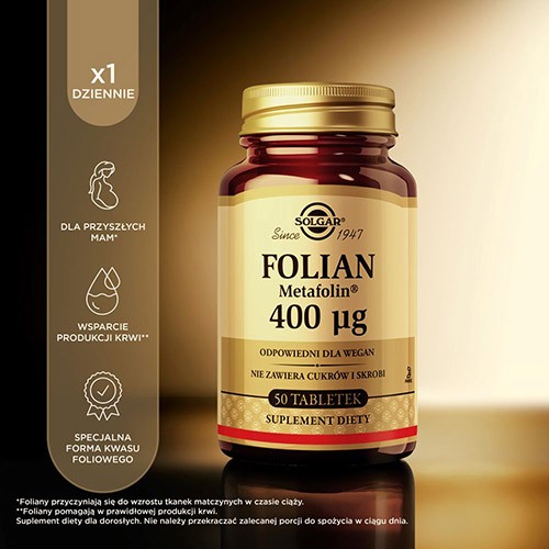 #4 – SOLGAR Folian (Metafolin&reg;) 400 &micro;g - 50 tabletek