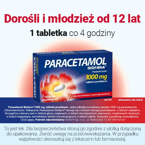 #5 – Paracetamol Biofarm 1000mg x 10 tabletek powlekanych