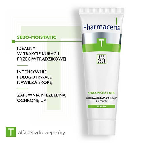 Zdjęcie produktu - 2 PHARMACERIS T SEBO-MOISTATIC SPF 30 Krem nawilżająco-kojący, 50 ml