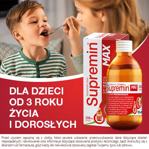Zdjęcie produktu - 4 Supremin MAX syrop 1,5 mg/ml  -1 butelka 150ml
