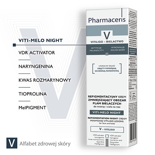 Miniaturka artykułu - #1 PHARMACERIS V VITI-MELO NIGHT Krem repigmentacyjny, 40 ml