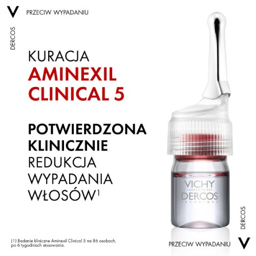 Zdjęcie produktu - 0 Vichy Dercos Aminexil Clinical 5 Kuracja przeciw wypadaniu włos&oacute;w dla kobiet, 21 amp. x 6 ml