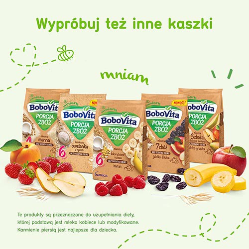 Zdjęcie produktu - 3 BoboVita Porcja zb&oacute;ż Kaszka mleczna kukurydziano- ryżowa banan - 210 g (29508)