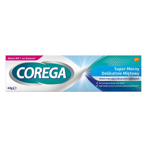Zdjęcie produktu - 4 Corega krem do protez Super Mocny delikatnie miętowy, 40 g 