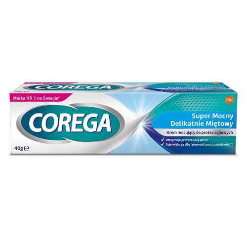 Zdjęcie produktu - 3 Corega krem do protez Super Mocny delikatnie miętowy, 40 g 