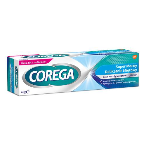Zdjęcie produktu - 2 Corega krem do protez Super Mocny delikatnie miętowy, 40 g 