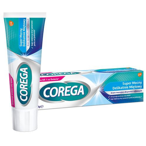 Miniaturka artykułu - #1 Corega krem do protez Super Mocny delikatnie miętowy, 40 g 