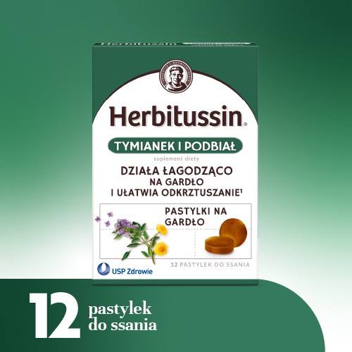 Miniaturka artykułu - #0 Herbitussin Tymianek i Podbiał, 12 pastylek do ssania