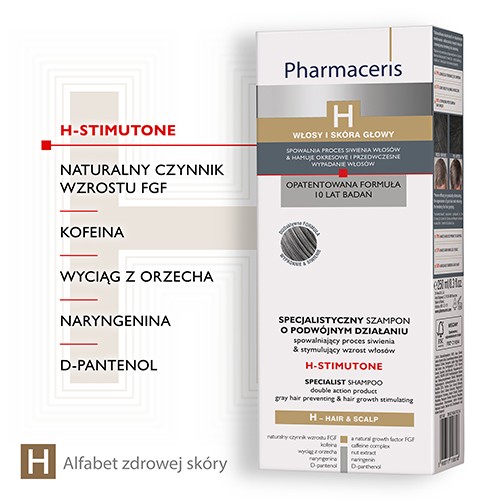 Miniaturka artykułu - #1 PHARMACERIS H STIMUTONE Szampon przeciw siwieniu i wypadaniu włos&oacute;w, 250 ml 
