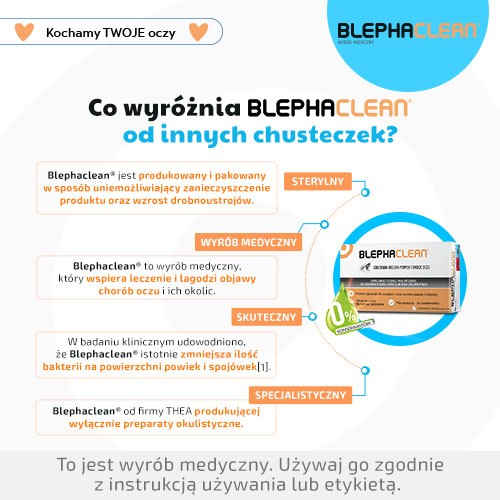 Zdjęcie produktu - 3 Blephaclean Chusteczki do higieny powiek, 20 sztuk