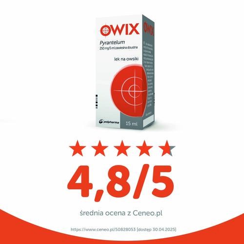 Zdjęcie produktu - 4 Pyrantelum Owix - Lek na owsiki dla dzieci w zawiesinie, 15 ml 