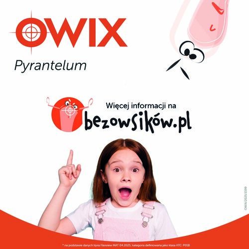 Zdjęcie produktu - 5 Pyrantelum Owix - Lek na owsiki dla dzieci w zawiesinie, 15 ml 