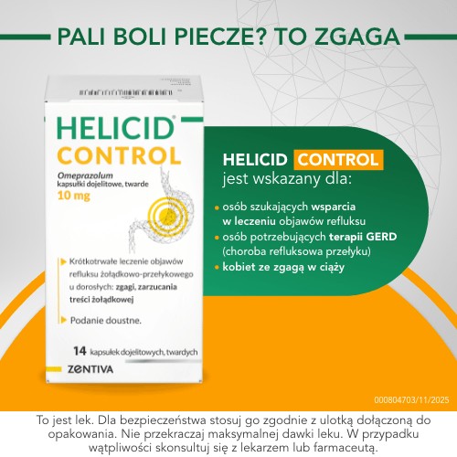 Miniaturka artykułu - #0 Helicid 10 mg - 14 kapsułek - Lek na zgagę