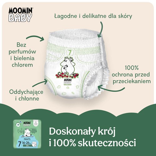 Miniaturka artykułu - #1 Muumi Baby Pants Pieluchomajtki 7 (16-26 kg), 34 szt.
