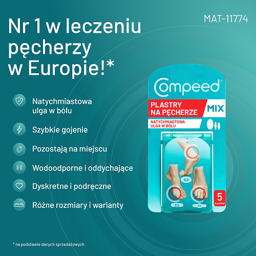 Miniaturka artykułu - #1 Compeed Plastry na pęcherze mix 5 szt.
