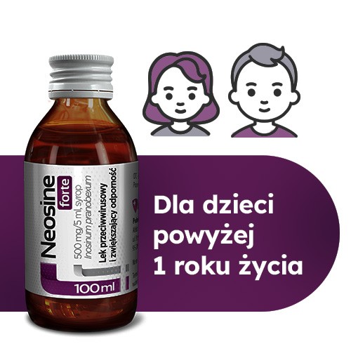 Miniaturka artykułu - #0 Neosine Forte syrop 500 mg / 5 ml, 100 ml - Lek przeciwwirusowy i zwiększający odporność