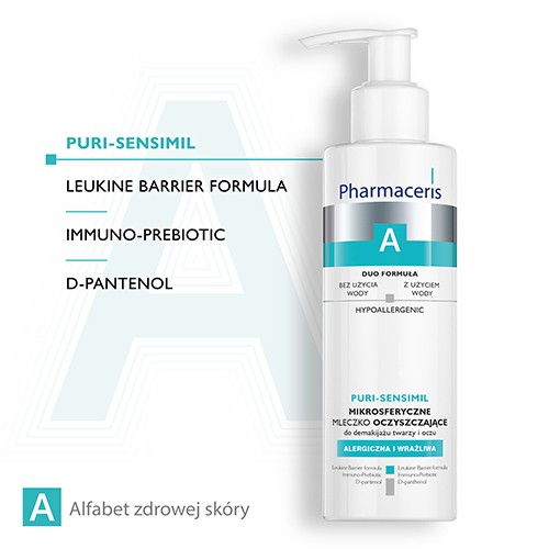 Miniaturka artykułu - #1 Pharmaceris A PURI-SENSIMIL Kremowa emulsja myjąca do twarzy i okolic oczu, 190 ml