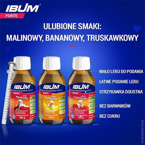 Zdjęcie produktu - 3 IBUM FORTE Zawiesina o smaku truskawkowym 200 mg/5 ml - 100 g 