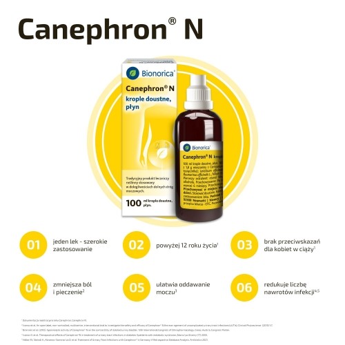 Zdjęcie produktu - 3 Canephron N krople doustne 1ml/ml - 100ml