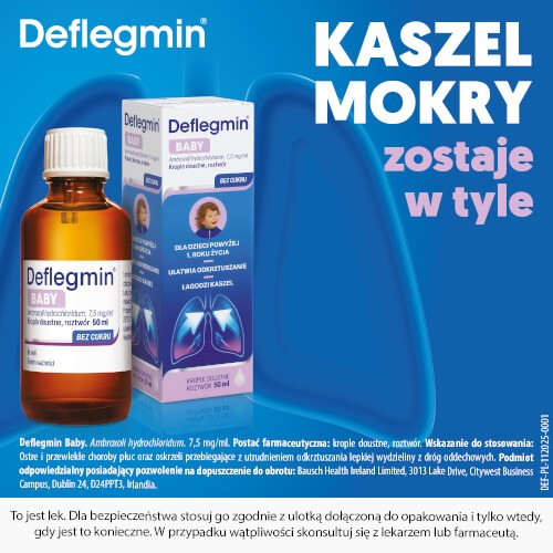 Miniaturka artykułu - #0 Deflegmin Baby krople doustne 7,5 mg/ml, 50ml