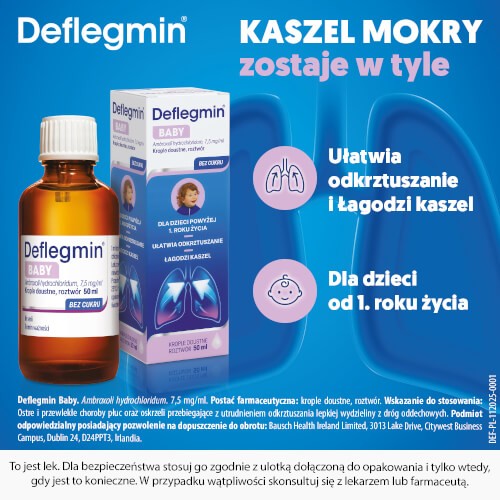 Miniaturka artykułu - #1 Deflegmin Baby krople doustne 7,5 mg/ml, 50ml