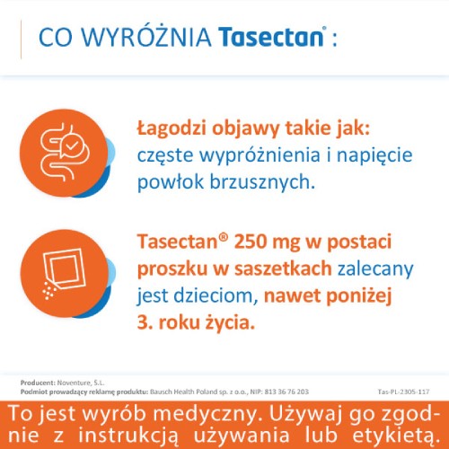 Miniaturka artykułu - #1 Tasectan Proszek dla dzieci 250mg, 20sasz.