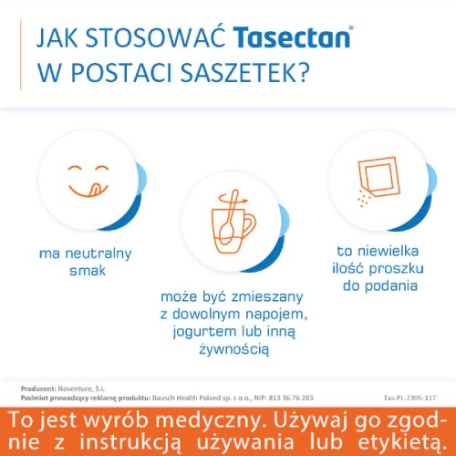 Zdjęcie produktu - 5 Tasectan Proszek dla dzieci 250mg, 20sasz.