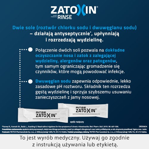 Zdjęcie produktu - 2 Zatoxin Rinse zestaw uzupełniający do płukania nosa i zatok, 30 saszetek