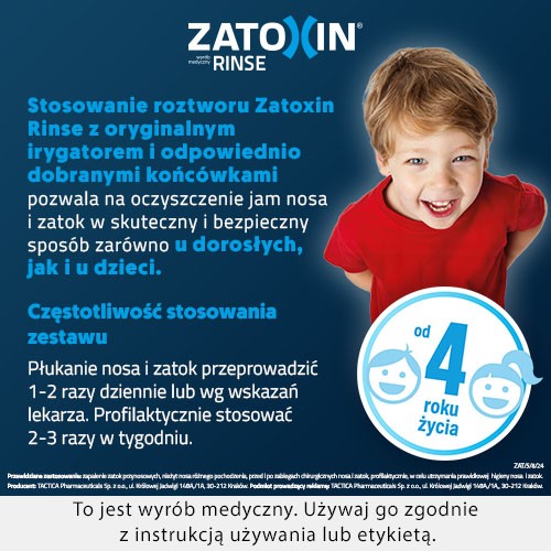 Zdjęcie produktu - 4 Zatoxin Rinse zestaw uzupełniający do płukania nosa i zatok, 30 saszetek