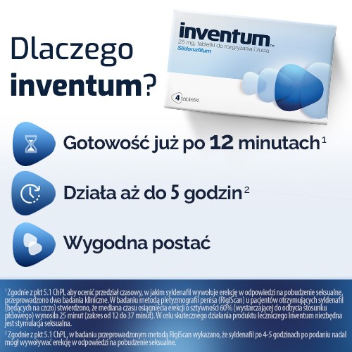 Zdjęcie produktu - 3 Inventum 25 mg, 4 tabletki do rozgryzania i żucia