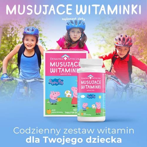Miniaturka artykułu - #0 DOMOWA APTECZKA Musujące Witaminki świnka peppa, 60tabl.