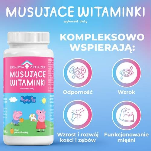 Miniaturka artykułu - #1 DOMOWA APTECZKA Musujące Witaminki świnka peppa, 60tabl.