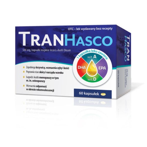 Miniaturka artykułu - #0 Tran HASCO 500mg Lek w postaci tranu na odporność - 60 kapsułek