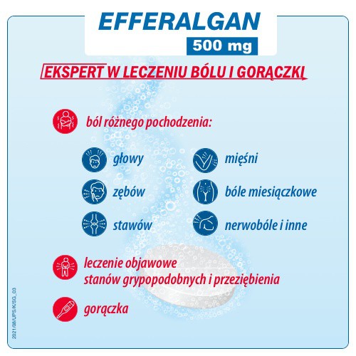 Miniaturka artykułu - #1 Efferalgan 500 mg DELFARMA- 16 tabl. mus.