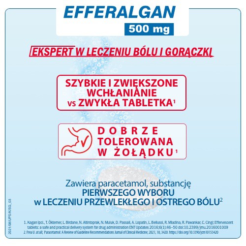Zdjęcie produktu - 3 Efferalgan 500 mg DELFARMA- 16 tabl. mus.