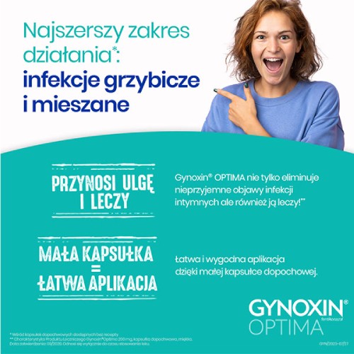 Zdjęcie produktu - 2 Gynoxin Optima 200mg, 3 tabl. dopochwowe