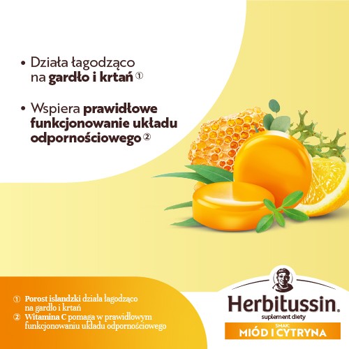 Zdjęcie produktu - 2 Herbitussin Mi&oacute;d i Cytryna, 12 pastylek do ssania