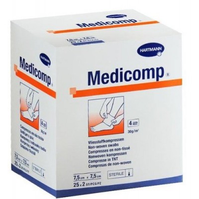 Miniaturka artykułu - #0 MEDICOMP 7,5cm x 7,5cm kompresy jałowe- 25x2szt.