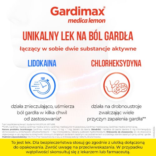 Zdjęcie produktu - 2 Gardimax medica lemon, 24 tabletki do ssania