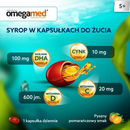 Miniaturka artykułu - #1 Omegamed Odporność 5+ Syrop w kapsułkach do żucia, 30 szt.