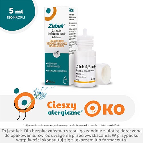 Miniaturka artykułu - #0 ZABAK 0,25 mg/ml Krople do oczu na alergię, 5ml